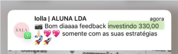 Mensagem de aluna da Liss Digital